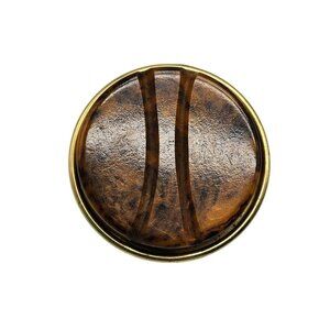 Vintage Gold Tone Brown Marbled Acrylic Scarf Clip